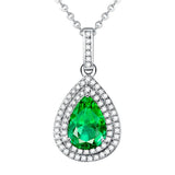 Emerald Gemstone Pendant Necklace 18K Plated Silver Engagement Jewelry