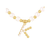 Pearl Letter Pendants Zircon Beaded Necklace in Casual Style