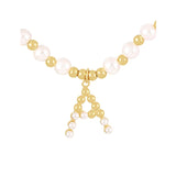 Pearl Letter Pendants Zircon Beaded Necklace in Casual Style