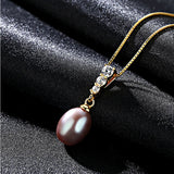 Freshwater Pearl Pendant Zircon Necklace 925 Sterling Silver Clavicle Chain