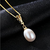 Freshwater Pearl Pendant Zircon Necklace 925 Sterling Silver Clavicle Chain