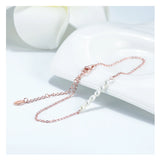 Pearl Anklet Women 6 Rice Bead Sideway Summer Beach Boho Dainty Rose Foot Chain