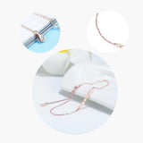 Pearl Anklet Women 6 Rice Bead Sideway Summer Beach Boho Dainty Rose Foot Chain