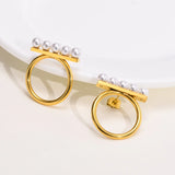Pearl Balance Earring, Round Stud Earring for Women