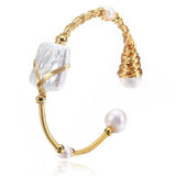 Baroque Freshwater Pearl Bangles for Women - Gift Wedding Bracelet