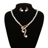 Pearl Banquet Women Jewelry Set Clavicle Necklace Earring Two Piece Set