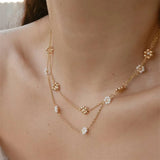 Vintage Daisy Chain Necklace Pearl Beads Choker