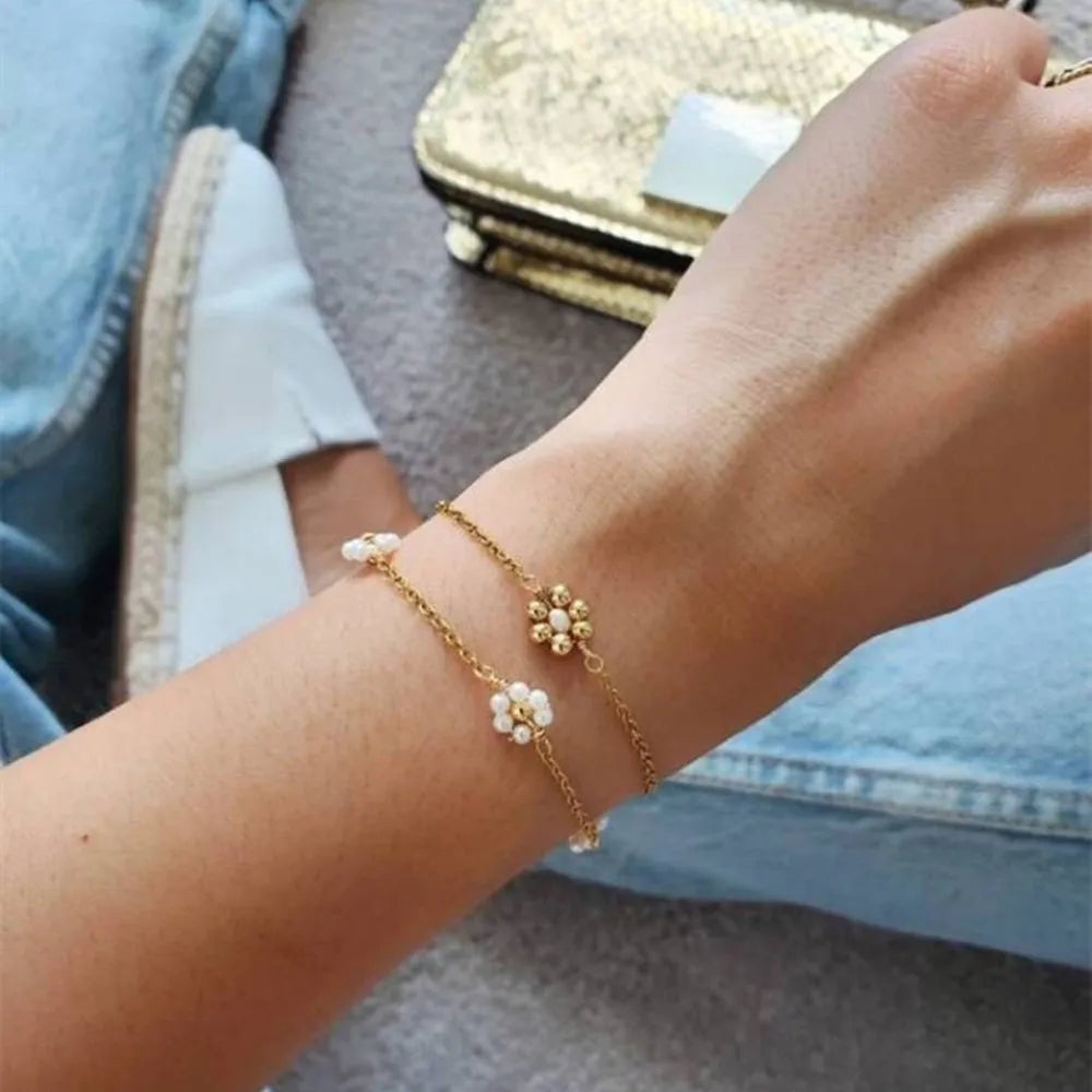 Vintage Daisy Chain Necklace Pearl Beads Choker