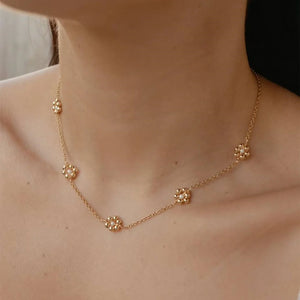 Vintage Daisy Chain Necklace Pearl Beads Choker
