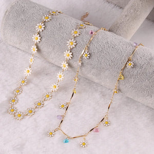 Vintage Pearl Beads Daisy Chain Necklace for Women