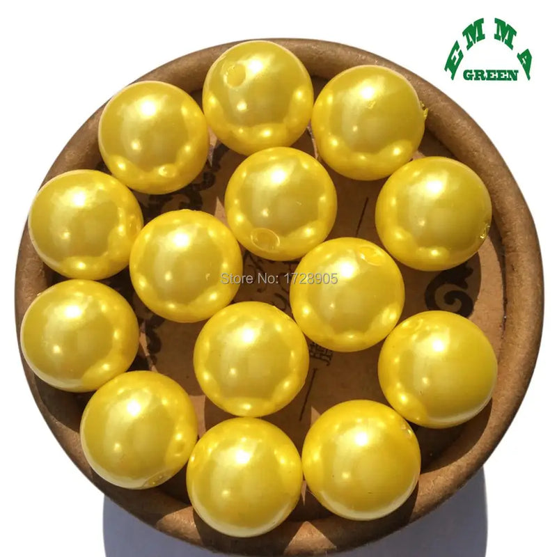 Yellow Chunky Bead 6-30mm ABS Pearls Loose Beads for Jewelry Making