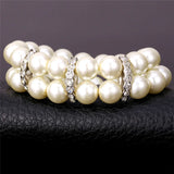 2-Layer Rhinestone Pearl Bracelet for Women Jewelry H1511