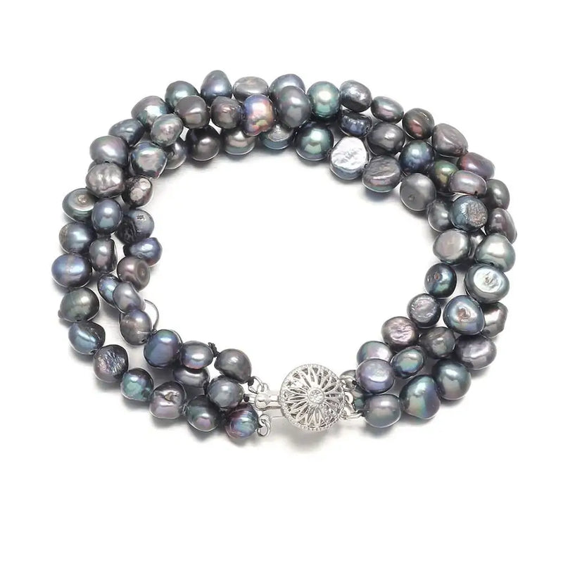 Freshwater Pearl Bracelet 5-6 MM Three-cells Charms Birthday Gift
