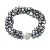 Freshwater Pearl Bracelet 5-6 MM Three-cells Charms Birthday Gift