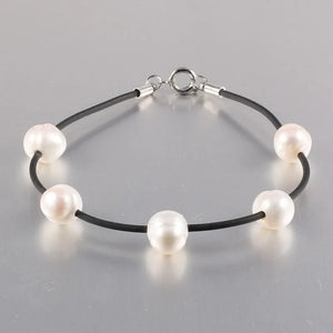 Freshwater Pearl Geometric Leather Bracelet DIY Jewelry
