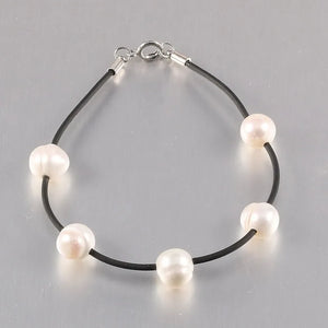 Freshwater Pearl Geometric Leather Bracelet DIY Jewelry