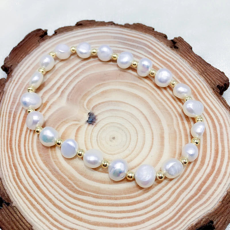 Pink Purple Freshwater Pearl Bracelet Gift for Women