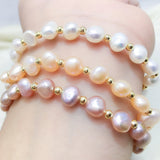 Pink Purple Freshwater Pearl Bracelet Gift for Women