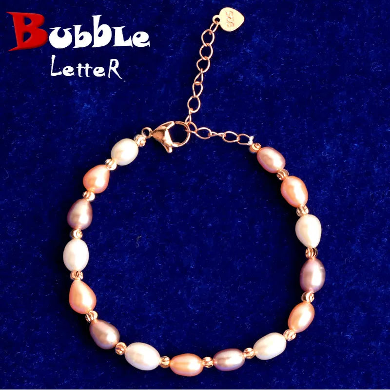 Colorful Pearl Bracelet Sterling Silver 925 Women's Jewelry