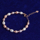 Colorful Pearl Bracelet Sterling Silver 925 Women's Jewelry