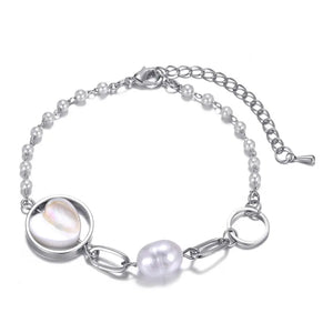 Heart Charm Pearl Bracelet for Women Handmade Valentine's Day Gift