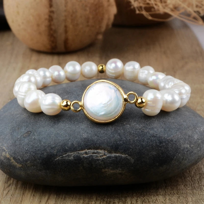 Freshwater Pearl Bracelet Bangle for Women Jewelry Elastic