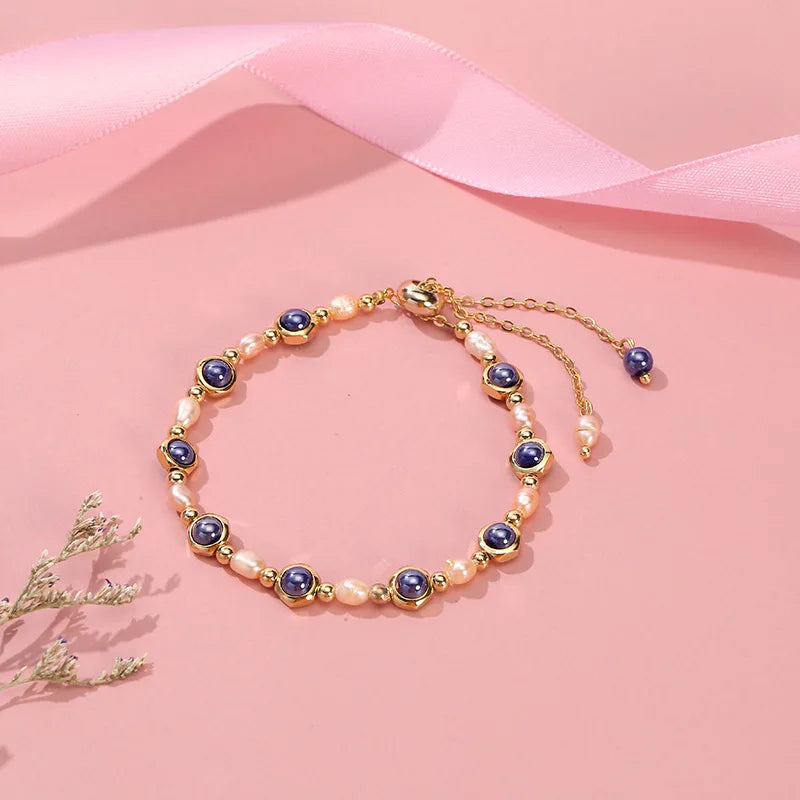 Gemstone Pearl Bracelet Vintage Beads Natural Jewelry
