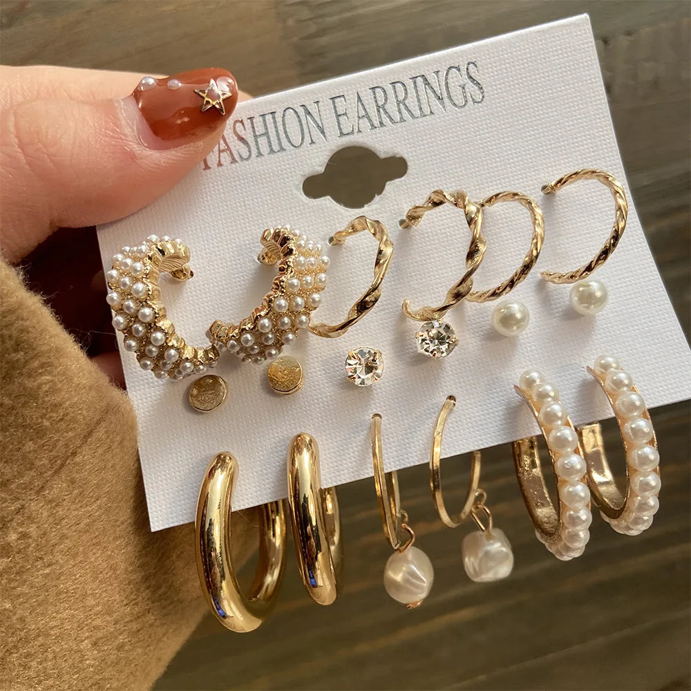 Vintage Pearl Butterfly Dangle Earrings Set
