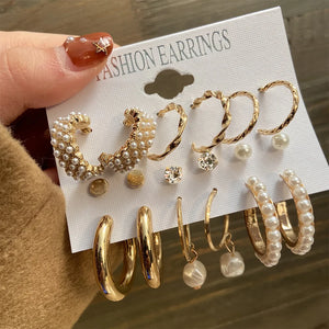 Vintage Pearl Butterfly Dangle Earrings Set