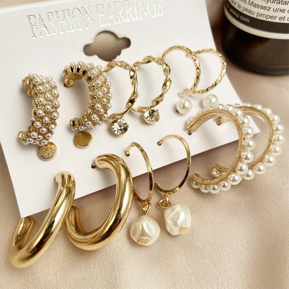 Vintage Pearl Butterfly Dangle Earrings Set