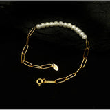 Women's Stainless Steel Pearl Chain Bracelet