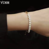 Women's Stainless Steel Pearl Chain Bracelet