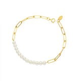 Women's Stainless Steel Pearl Chain Bracelet