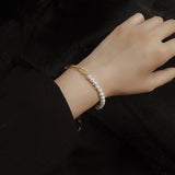 Women's Stainless Steel Pearl Chain Bracelet