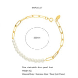 Women's Stainless Steel Pearl Chain Bracelet