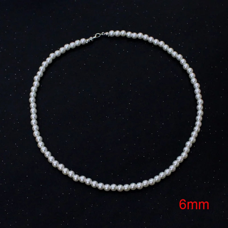 Pearl Chain Choker Necklace Shell Pendant Vintage Style Jewelry