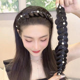 Pearl Chain Fishbone Braid Headband Hair Accessory for Women