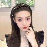 Pearl Chain Fishbone Braid Headband Hair Accessory for Women