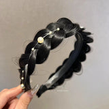 Pearl Chain Fishbone Braid Headband Hair Accessory for Women