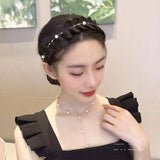 Pearl Chain Fishbone Braid Headband Hair Accessory for Women