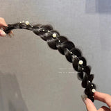 Pearl Chain Fishbone Braid Headband Hair Accessory for Women