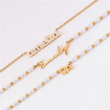 Pearl Chain Initial Bracelet Girls Bracelets Pearls Crystal Beads Letter Gift
