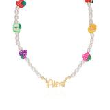 Pearl Chain Initial Bracelet for Girls - Pearls Crystal Beads and Letter Gift