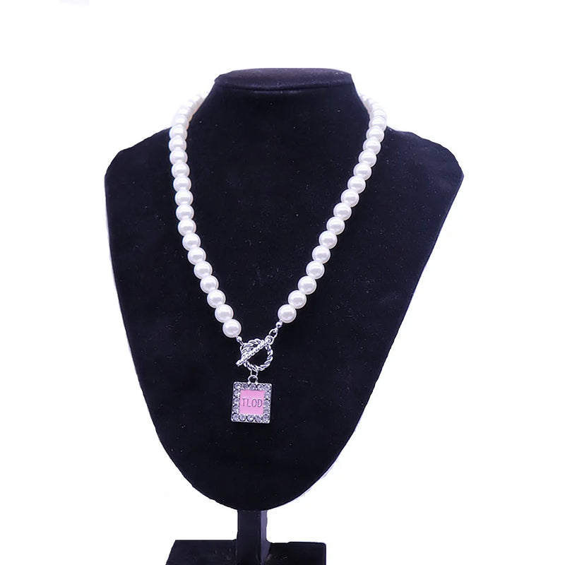 Pearl Chain OT Clasps Pink Crown Women LADIES OF DISTINCTION TLOD Necklaces