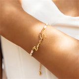 Pearl Chain Name Bracelet Personalized Bead Bracelet Christmas Gift