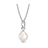 Baroque Pearl Charm Pendant 925 Sterling Silver Hoop Earrings