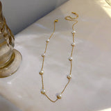 Pearl Choker Dainty Necklace Rose Plated Cultured Barque Pearl