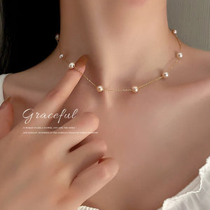 Pearl Choker Dainty Necklace Rose Plated Cultured Barque Pearl