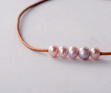 Pearl Choker Freshwater Pearls Natural Leather Choker Necklace