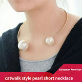 Pearl Choker Necklace for Women Torques Necklace